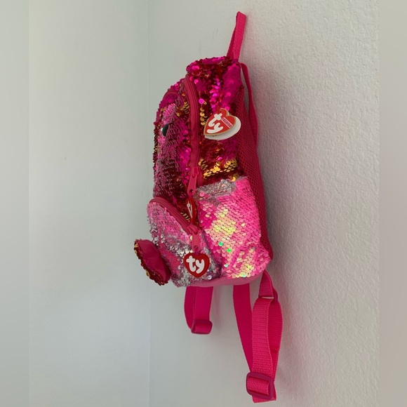 NWT Kid’s TY Fashion Gilda Color Changing Sequin Flamingo Backpack - Picture 5 of 12